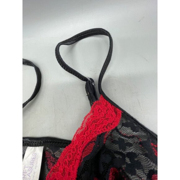 Secret Treasures Lingerie Red Black Lace Chemise Nightgown nylon small READ - Picture 6 of 8